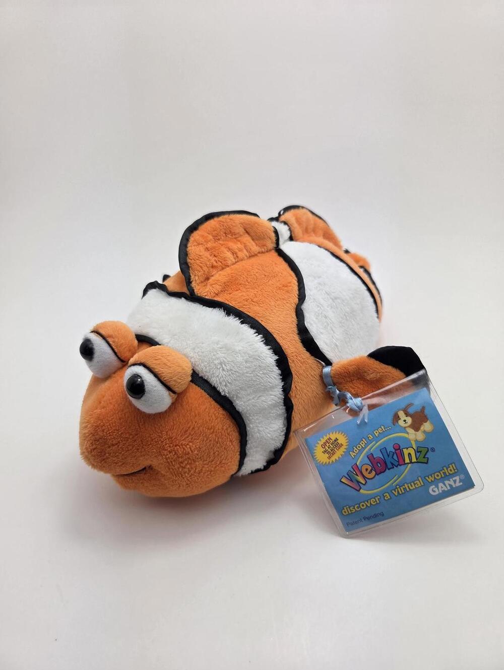 Adorable Vintage Webkinz Clown Fish Plush with Code, Ganz Plush (8 inch)